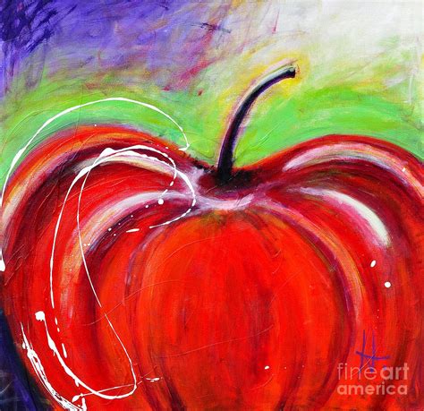 Abstract Painting Of A Red Apple Painting By Johane Amirault Fine Art