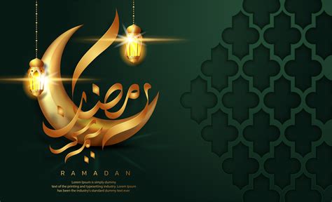 Green Ramadan Kareem with Calligraphy Message in Moon ...
