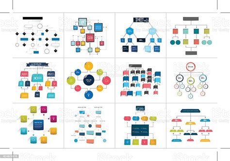 Mega Set Of Various Flowcharts Schemes Diagrams Simply Color Editable