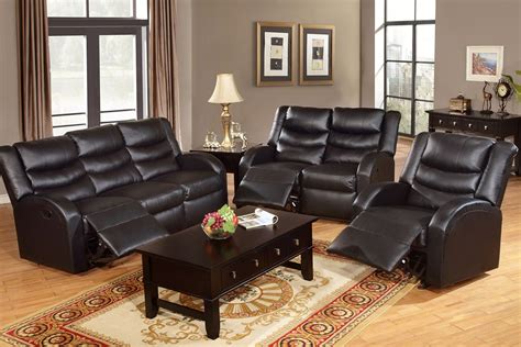 Black Bonded Leather Reclining Sofa And Loveseat Set
