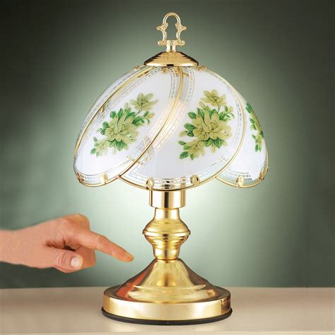 Magnolia Floral Glass Shade Touch Lamp Collections Etc