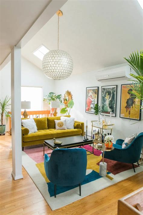 Vibrant Mid Century Glam Living Room Refresh The Reveal Jessica