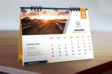 Trevor Free Simple Clean Desk Calendar Design Template 2019 And 2020