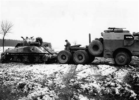 M26 Dragon Wagon Of 4th Armored Division Hauls Destroyed M4 Sherman