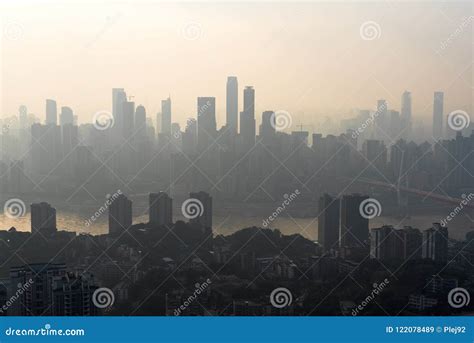 Chongqing Skyline Aerial View In Fog Editorial Stock Image Image Of