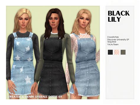 Sweater And Denim Overall Dress 03 From Tsr Sims 4 Downloads