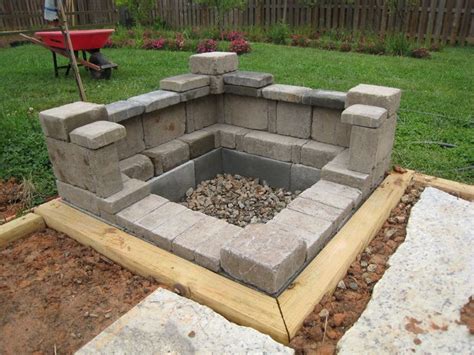Mark off an area 48x48 excavate 4' deep and compact soil with plate or hand tamper. how to build an outdoor fireplace with cinder blocks ...