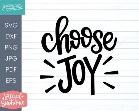 Choose Joy Svg Cut File Positive Quote Svg Joyful Quote Svg Etsy