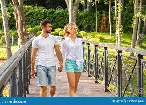 Lovers Walk In The Park Stock Image Image Of Cheerful 63101989