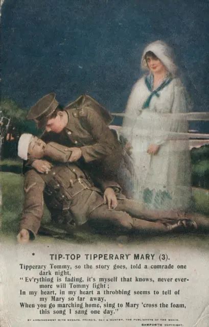 vintage bamforth song card tip top tipperary mary postcard from sis to