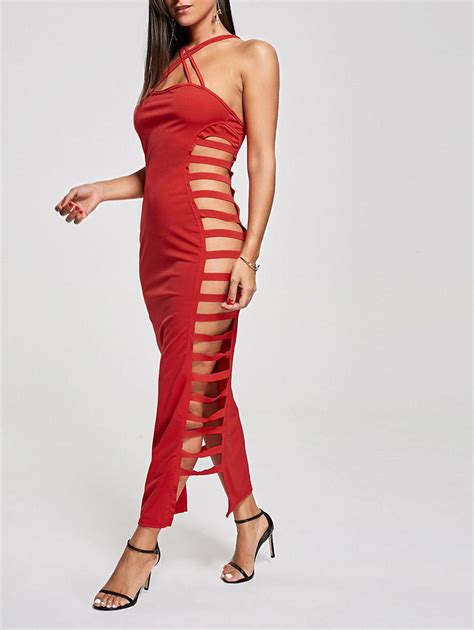 [17 off] 2020 sexy cut out criss cross club dress in red dresslily