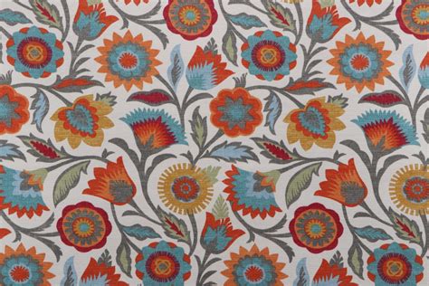 Pk Lifestyles Fiesta Floral Printed Polyester Outdoor Fabric In Sunset