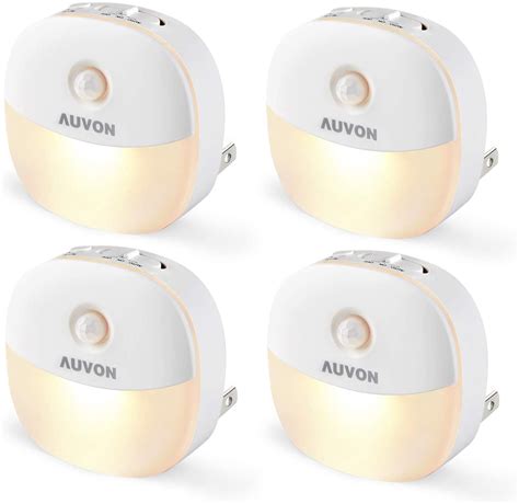 Auvon Plug In Led Motion Sensor Night Light Mini Warm White Led