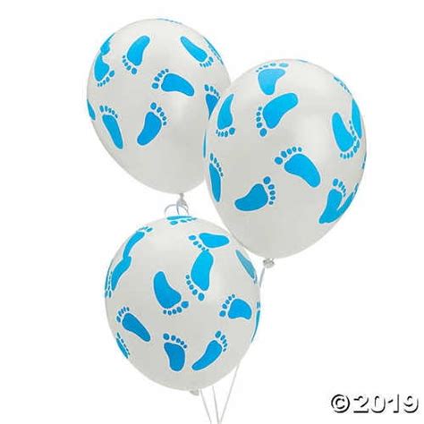 Baby Shower Party Blue Footprint Latex Balloons