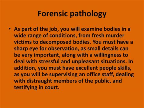 Ppt Mortuary Science And Forensic Sciencepathologymedical Examiner