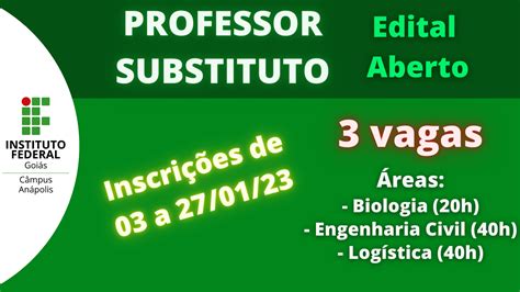 instituto federal de goiás ifg anápolis abre três vagas para professor substituto