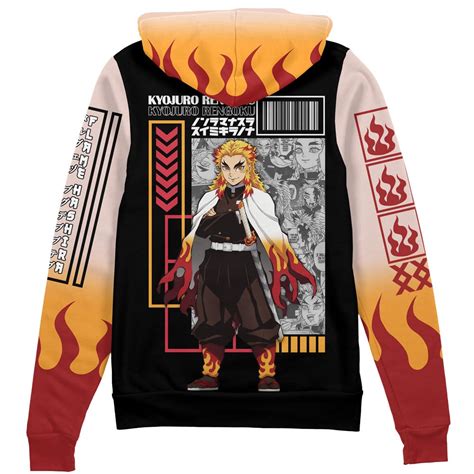 Kyojuro Rengoku Demon Slayer Streetwear Zip Hoodie Jacket Anime Ape