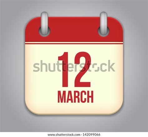 Vector Calendar App Icon 12 March Stock Vector Royalty Free 142099066