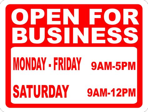 Custom Business Hours Sign Signs By Salagraphics