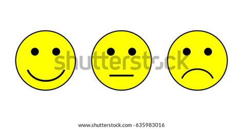 3 Simple Yellow Face Smiley Normal Sad Face Isolated Icon