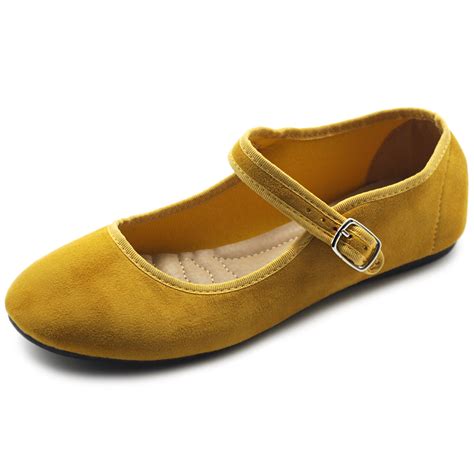 ollio women s shoes faux suede casual mary jane light ballet flats zy0