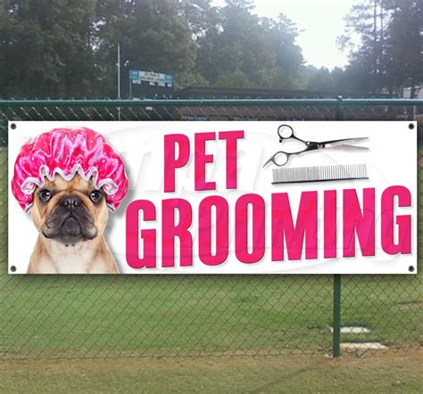 Pet Grooming 13 Oz Heavy Duty Vinyl Banner Sign With Metal Grommets