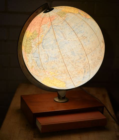 1961 Replogle Lighted Globe With Built In Book Shelf And Etsy Globe