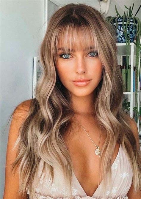 Unique Long Balayaged Hairstyles With Bangs For Women In