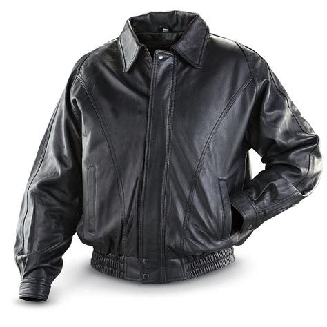 Vintage Leather Lamb Bomber Jacket With Zip Out Liner Black