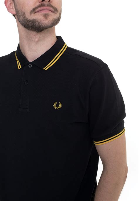 Fred Perry Slim Fit Twin Tipped Blacknew Yellow Polo Impericon En