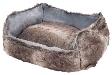 Faux Fur Mink Dog Bed Medium Rustic Dog Beds By Trademark Global