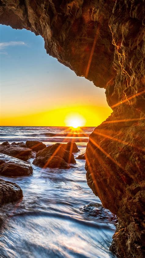 Epic Sunset At El Matador State Beach Malibu Wallpaper Backiee