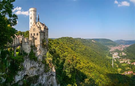 Wallpaper Mountains Rock Castle Germany Valley Panorama Germany
