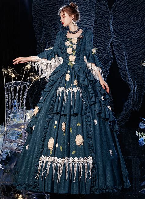 Blue Rococo Ball Gown Dress Steampunk Gothic Victorian Period Queen
