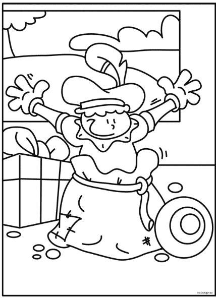 Piet in de zak Kleurplaten, Sinterklaas, Zwarte piet