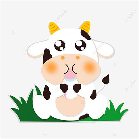 Cute Cartoon Cow Clipart Hd Png Cartoon Q Version Animal Cute Drinking