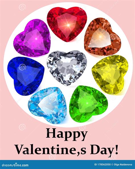 Postcard For Valentine S Day With Gems Precious Stones In The Shape Of