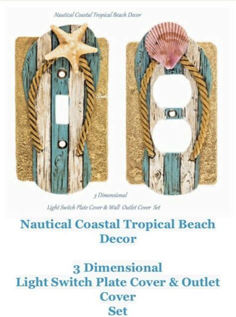 3d Nautical Coastal Tropical Beach Light Switch Plate Cover And Wall