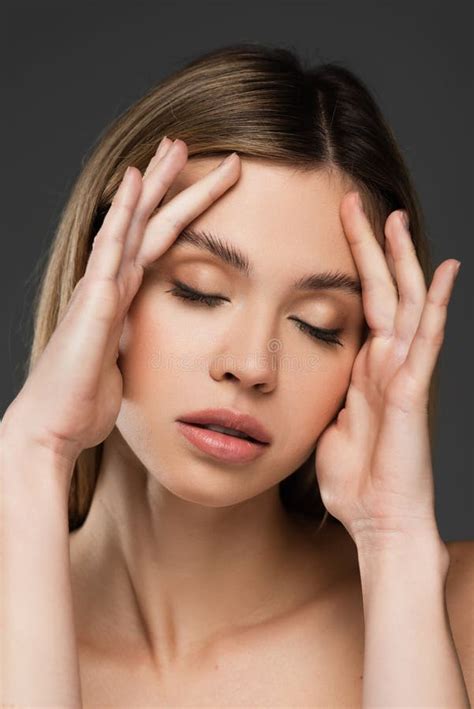 Young Woman With Closed Eyes And Stock Photo Image Of Skincare Skin