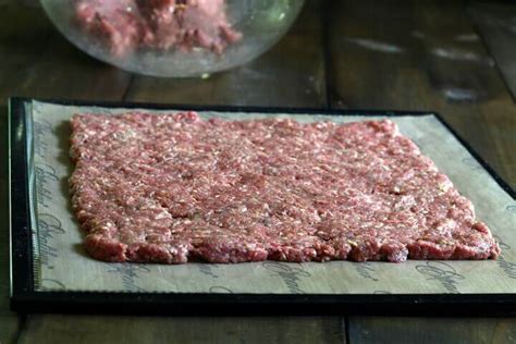 Mix all spices with ground beef except worcestershire, liquid smoke and ketchup. Mommypotamus' Beef Jerky Recipe