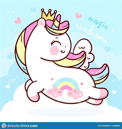 Unicorno Vettura Graziosa Principessa Pegasus Arcobow Volare Su Pastel