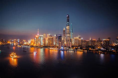 Night View Of Shanghai City Stock Photo Image Of China Light 19925902