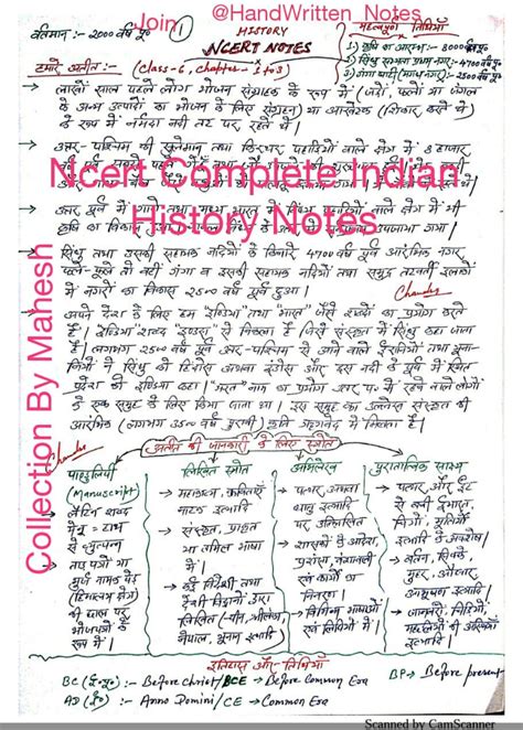 History Ncert Indian History Complete Handwritten Notes