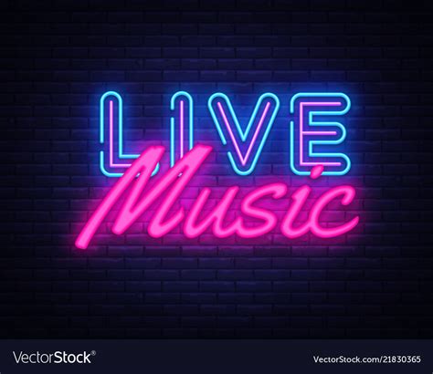 Live Music Neon Sign Design Royalty Free Vector Image
