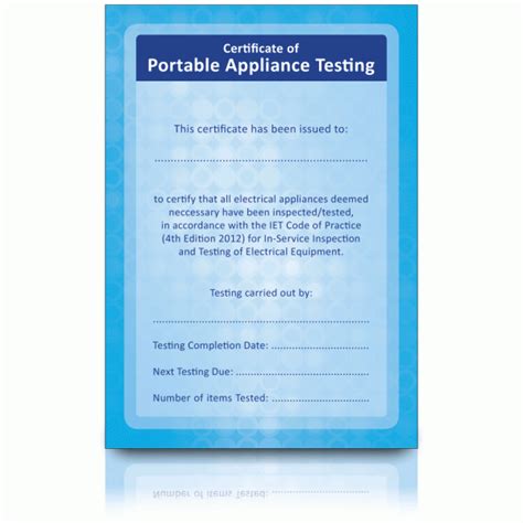Great certificates to finish off a job. PAT Test Log Book & Register of Portable Appliances ...