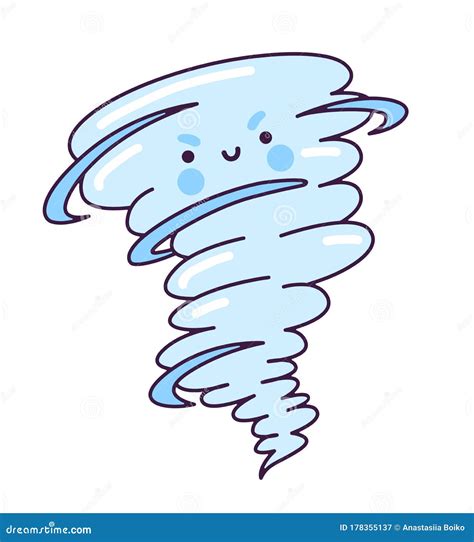 Cute Little Tornado With Funny Face Simple Cartoon Character Stock