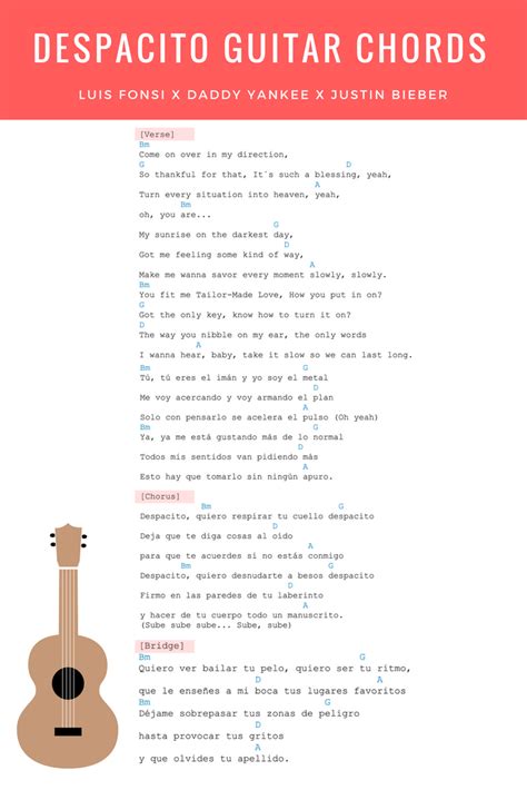 Despacito Guitar Chords And Lyrics Justin Bieber Remix Luis Fonsi