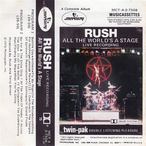 Rush All The Worlds A Stage 1976 Dolby Cassette Discogs