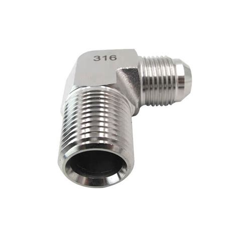 Stainless Steel Male 37 Degree Jic X Male Npt 90 Degree Elbow Qc