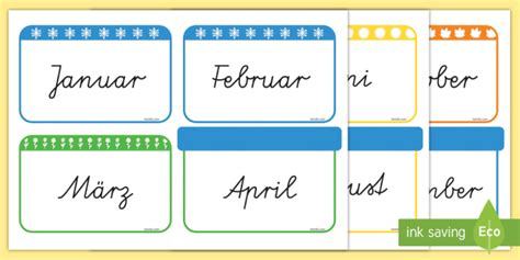 Months Of The Year Flashcards German
